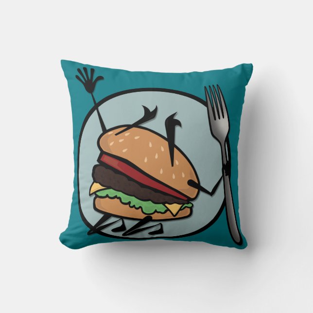 FUNNY CHEESEBURGER SQUARE THROW PILLOW KISSEN (Vorderseite)