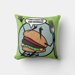 FUNNY CHEESEBURGER SQUARE THROW PILLOW KISSEN