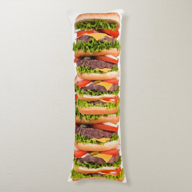 Funny Cheeseburger Stack Seitenschläferkissen (Vorderseite Vertikal)
