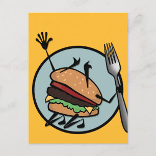 FUNNY CHEESEBURGER VERTICAL POSTCARD POSTKARTE