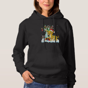 Funny Cheetah Xmas Tree Lighting Weihnachtsmannmüt Hoodie