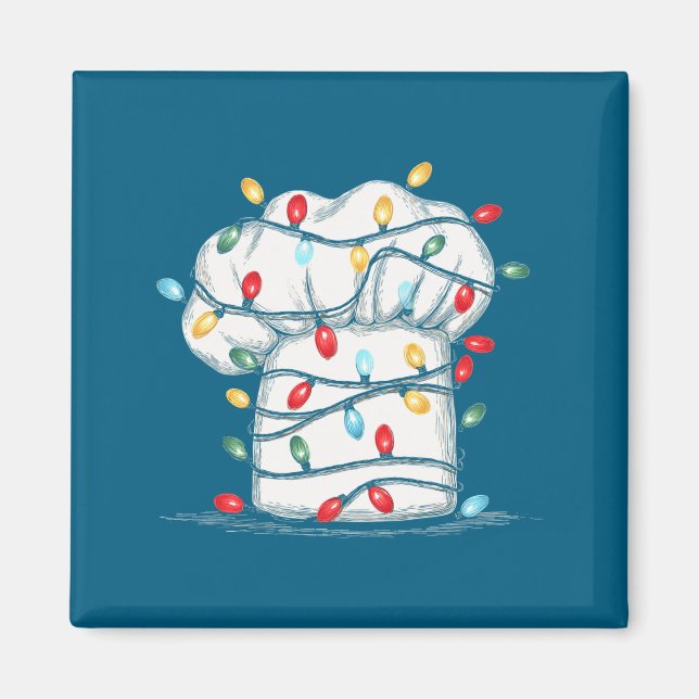 Funny Chef Christmas Graphics Lights Lover Cook Co Magnet (Vorne)