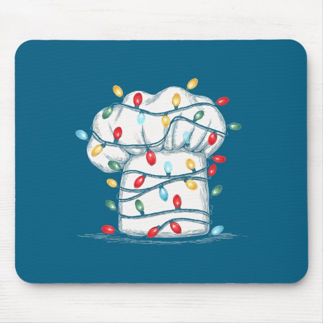 Funny Chef Christmas Graphics Lights Lover Cook Co Mousepad (Vorne)