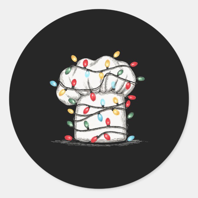 Funny Chef Christmas Graphics Lights Lover Cook Co Runder Aufkleber (Vorderseite)