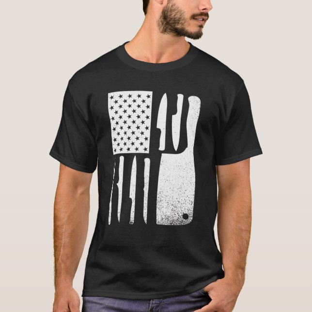 Funny Chef Knife American Flag For Men Women Patri T-Shirt (Vorderseite)