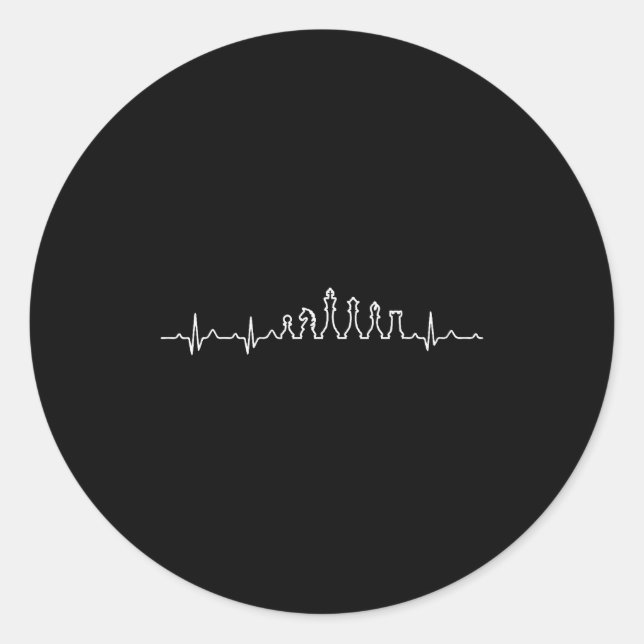 Funny Chess Heartbeat Checkers Board Game Tourname Runder Aufkleber (Vorderseite)