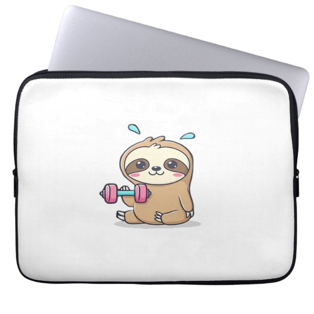 Funny Chibi Sloth Workout Niedlich Kawaii Gym Cart Laptopschutzhülle (Vorderseite)