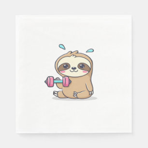 Funny Chibi Sloth Workout Niedlich Kawaii Gym Cart Serviette