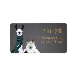 Funny Chic Llama & Sheep Grey Return Address Adressaufkleber