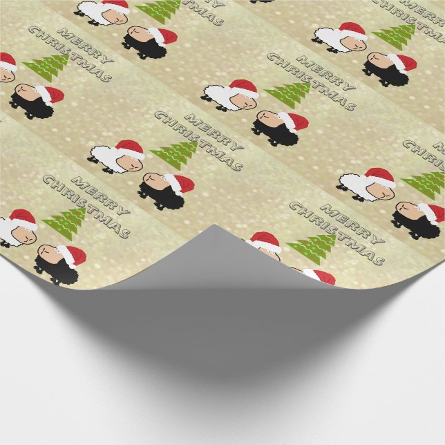 Funny chic Weihnachten Weihnachtsschaf Weihnachtss Geschenkpapier (Ecke)