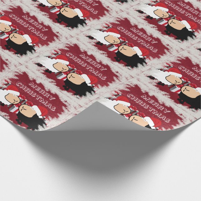 Funny chic Weihnachten Weihnachtsschaf Weihnachtss Geschenkpapier (Ecke)