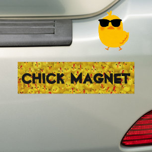 Funny CHICK MAGNET Joke Yellow Chicks Autoaufkleber