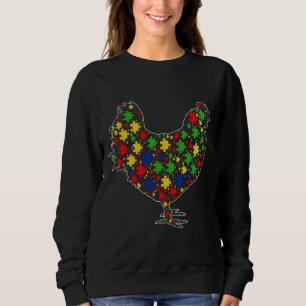 Funny Chicken Animals Puzzle Pieces Autism Awarene Sweatshirt