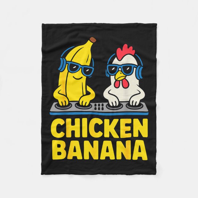 Funny Chicken Banana  Fleecedecke (Vorderseite)