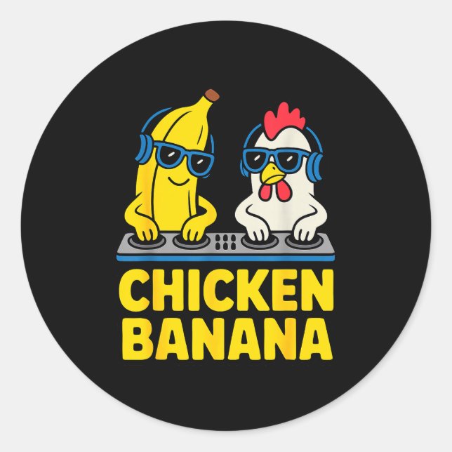 Funny Chicken Banana  Runder Aufkleber (Vorderseite)