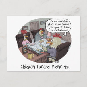 Funny Chicken Beerdigung Planung mit niedlichen Hü Postkarte