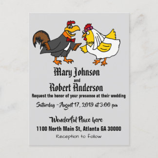 Funny Chicken Bridge and Groom Wedding Einladung