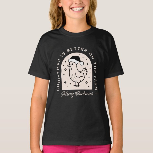 Funny chicken Christmas farm puns whimsical black T-Shirt (Vorderseite)
