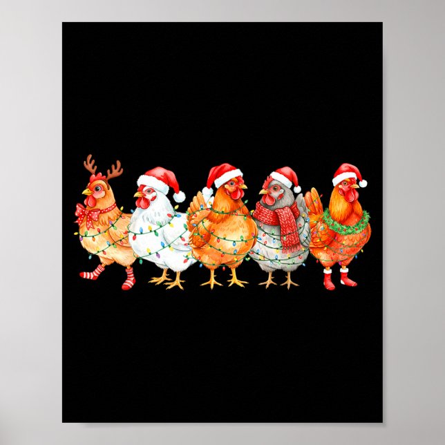 Funny Chicken Christmas Lights Farm Animal Xmas Ho Poster (Vorne)