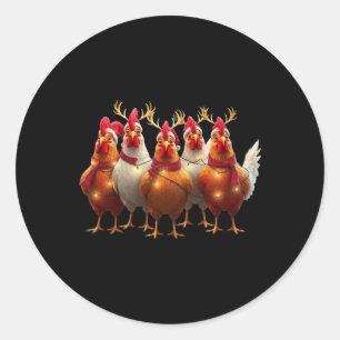 Funny Chicken Christmas Lights Farm Süße Tier Xm Runder Aufkleber