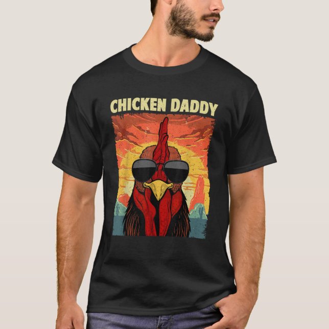 Funny Chicken Daddy Design für Vater Männer Bauer  T-Shirt (Vorderseite)