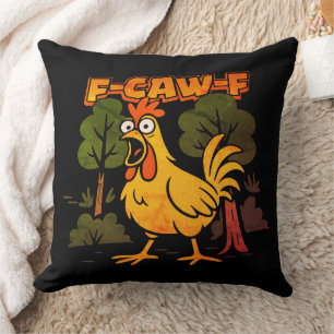 Funny Chicken Design - F-Caw-F Cartoon Animal Humo Kissen