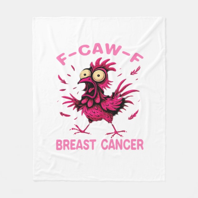 Funny Chicken F-Caw-F Breast Cancer Awareness Vint Fleecedecke (Vorderseite)