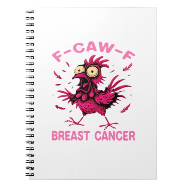 Funny Chicken F-Caw-F Breast Cancer Awareness Vint Notizblock (Vorderseite)