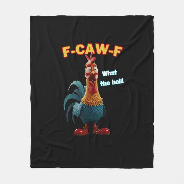 Funny Chicken F-Caw-F Poultry Humor Tee Fleecedecke (Vorderseite)