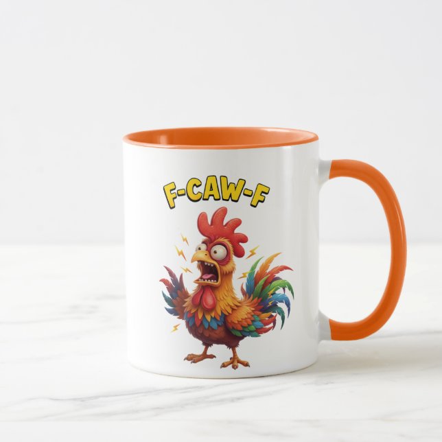 Funny Chicken F-Caw-F Rooster Meme Coffee Tasse (Rechts)