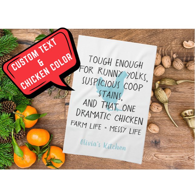 Funny Chicken Farm Eigentümer Individuelle Name Bl Geschirrtuch (Modern custom name chicken farm owner name kitchen towel )