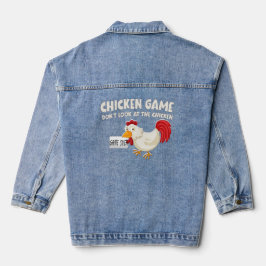Funny Chicken Game Don't Look Denim Jacket Jeansjacke