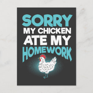 Funny Chicken Gift - Hausaufgaben Schule Sprichwor Postkarte