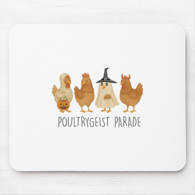 Funny Chicken Halloween, Spooky Chicken Poultrygei Mousepad (Vorne)