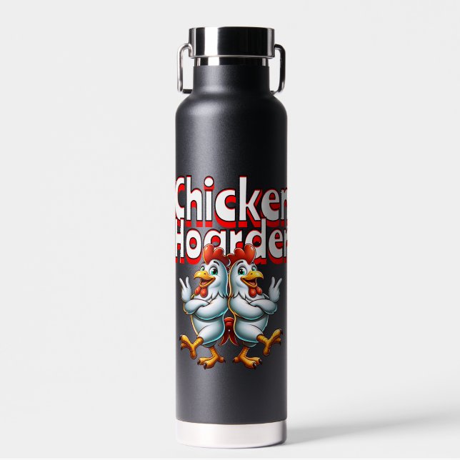 Funny Chicken Hoarder Personalisiert Trinkflasche (Vorne)