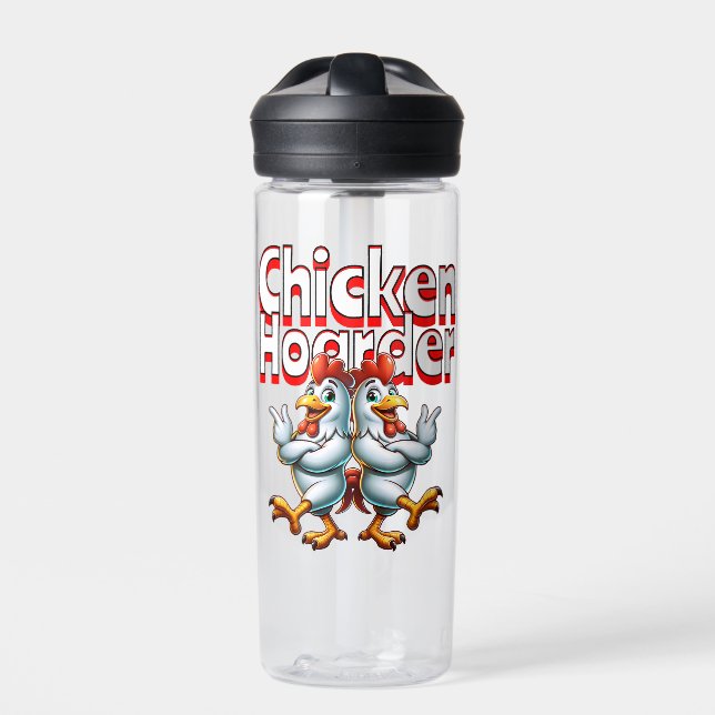 Funny Chicken Hoarder Personalisiert Trinkflasche (Vorderseite)