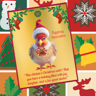 Funny Chicken in der Weihnachtsmannmütze Weihnacht Postkarte