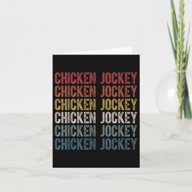 Funny Chicken Jockey Stack Repeat Schriftart Fun G Karte (Vorderseite)