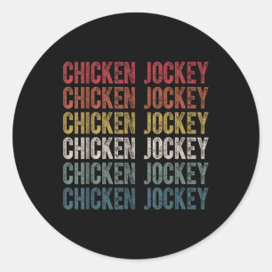 Funny Chicken Jockey Stack Repeat Schriftart Fun G Runder Aufkleber