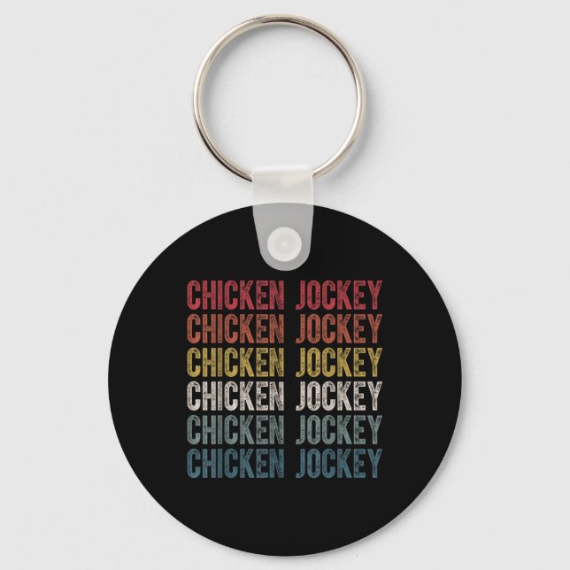 Funny Chicken Jockey Stack Repeat Schriftart Fun G Schlüsselanhänger (Vorderseite)