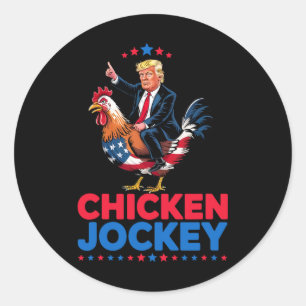 Funny Chicken Jockey Trump Meme Runder Aufkleber