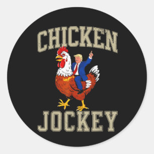 Funny Chicken Jockey Trump Runder Aufkleber