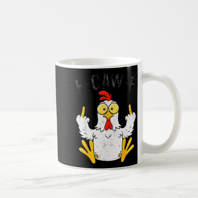 Funny Chicken Middle Finger F-caw-f Rooster Meme  Kaffeetasse (Rechts)