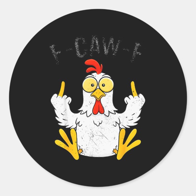 Funny Chicken Middle Finger F-caw-f Rooster Meme  Runder Aufkleber (Vorderseite)
