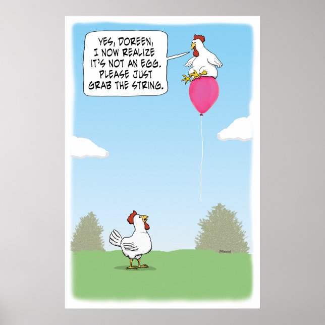 Funny Chicken Mistakes Ballon für Ei Poster (Vorne)