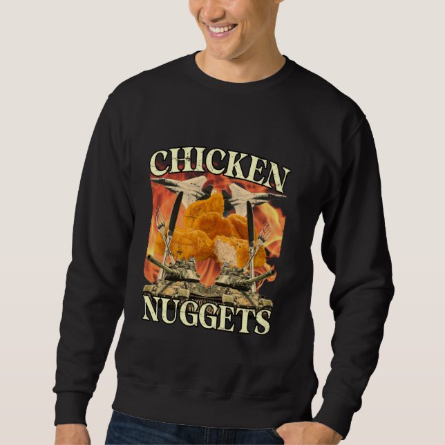Funny Chicken Nugget Bootleg Hardcore Flames Meme Sweatshirt (Vorderseite)