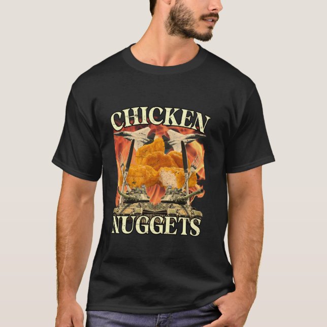 Funny Chicken Nugget Bootleg Hardcore Flames Meme T-Shirt (Vorderseite)