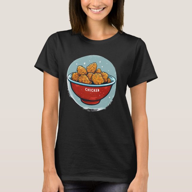 Funny Chicken Nuggets in Bowl Kostüm T-Shirt (Vorderseite)