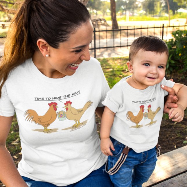 Funny Chicken Ostereier Cartoon T-Shirt (Von Creator hochgeladen)