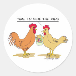 Funny Chicken Ostereier Hühnerjagd Runder Sticker